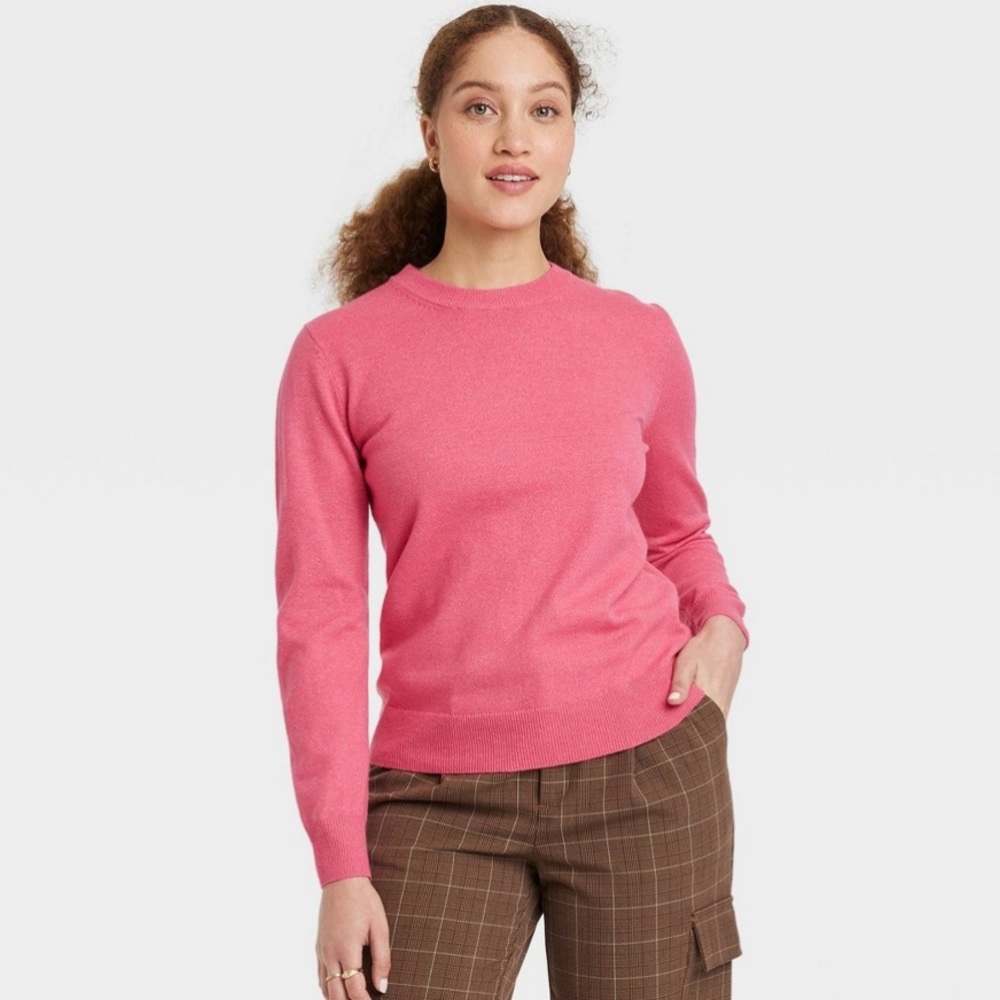 Women's Fine Gauge Crewneck Sweater - A
New Day™ Pink M